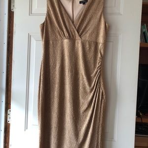 Jessica Textured Sleeveless Gold Wrap Dress